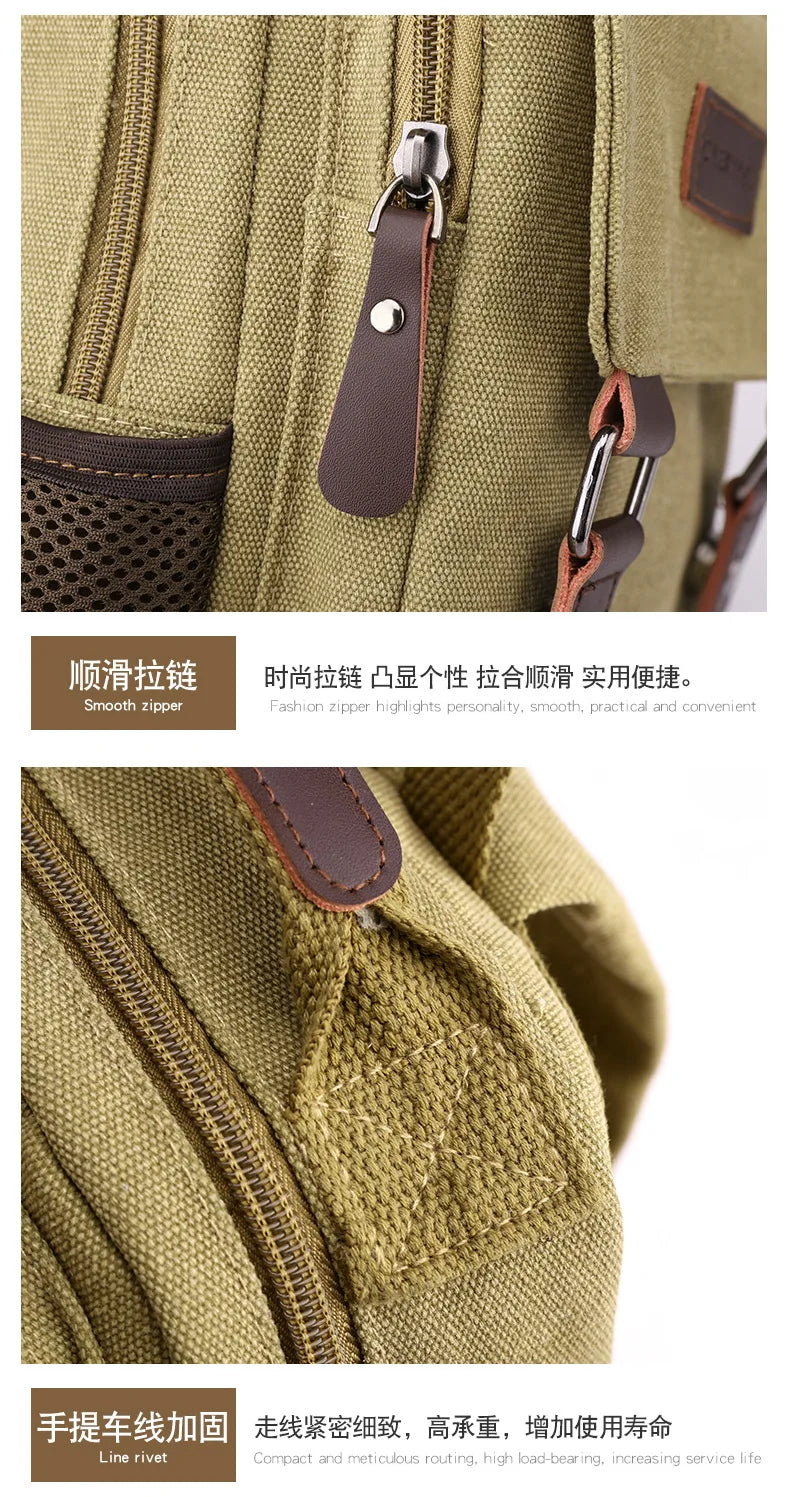 Small Mens Backpack Canvas Casual Backpacks for Men 2024 Mini Male School Bag Rucksack Man Multi-function Crossbody Bag Travel