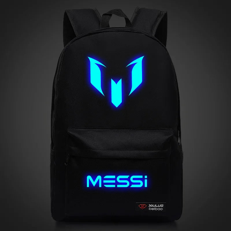 New 2024 Luminous Messi Football Backpack 3D Printe Teens Laptop  Shoulder Bags Women Men High School Students light School Bags