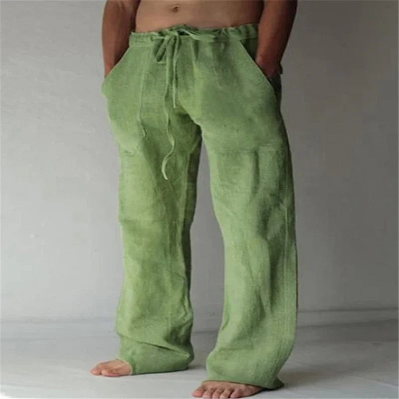 2023 new Men's Cotton Linen Pants Male Autumn New Breathable Solid Color Linen Trousers Fitness Streetwear S-3XL