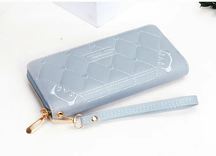 Women Long Wallet Pu Leather Card Holder Large Capacity Hasp Zipper Coin Purse Multi Card Organizer Cell Phone Wristlet Handbag