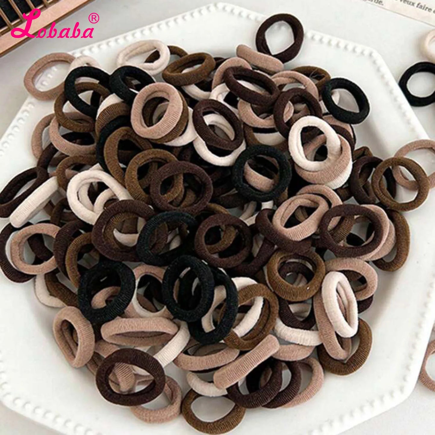 500Pcs Pink Black Camel Small Hair Ties,Hair Elastics Ponytail Holders Braids Locs for Baby Women Girls,Small Hair Rubber Band