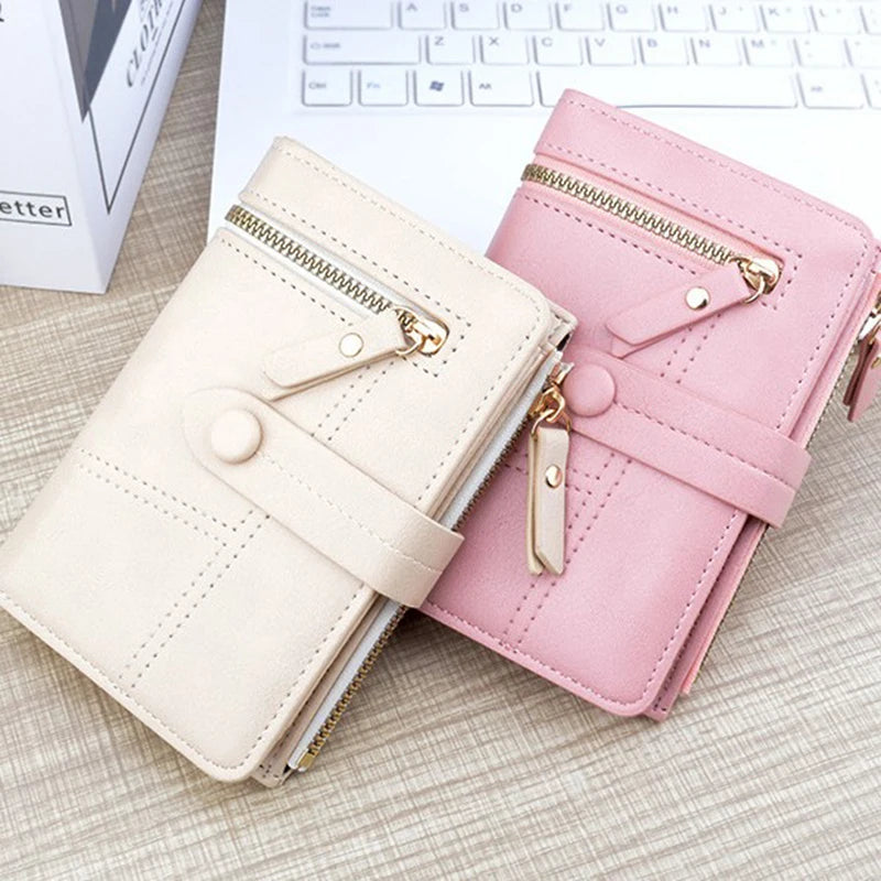 Ultra-thin PU Leather Wallet For Women Fashion Short Card Holder Luxury Designer Solid Color Clutch Bag Wallet