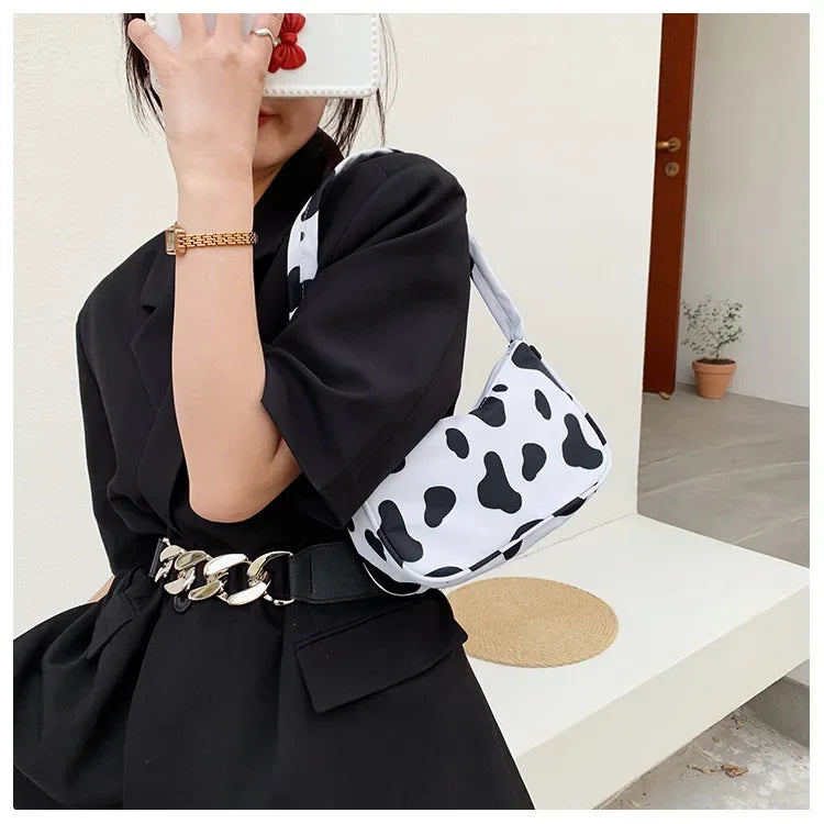 Women Shoulder Bag Fashion Animal Pattern Print Bag Casual Nylon Butterfly Leopard Zebra Cow Print Women Handbag Underarm Bags