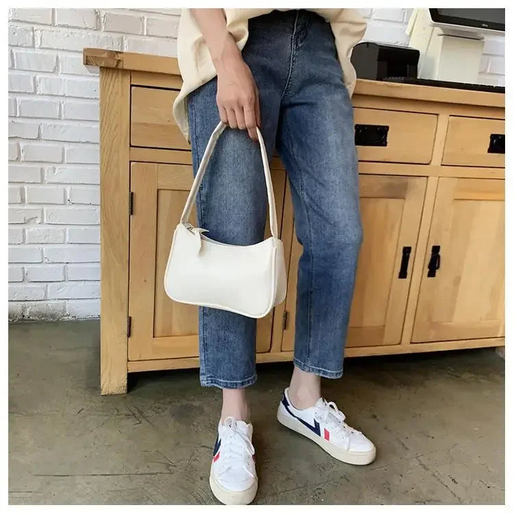 Women Handle Bag Retro Handbag PU Leather Shoulder Totes Underarm Vintage Top Handle Bag Female Small Subaxillary Bag New