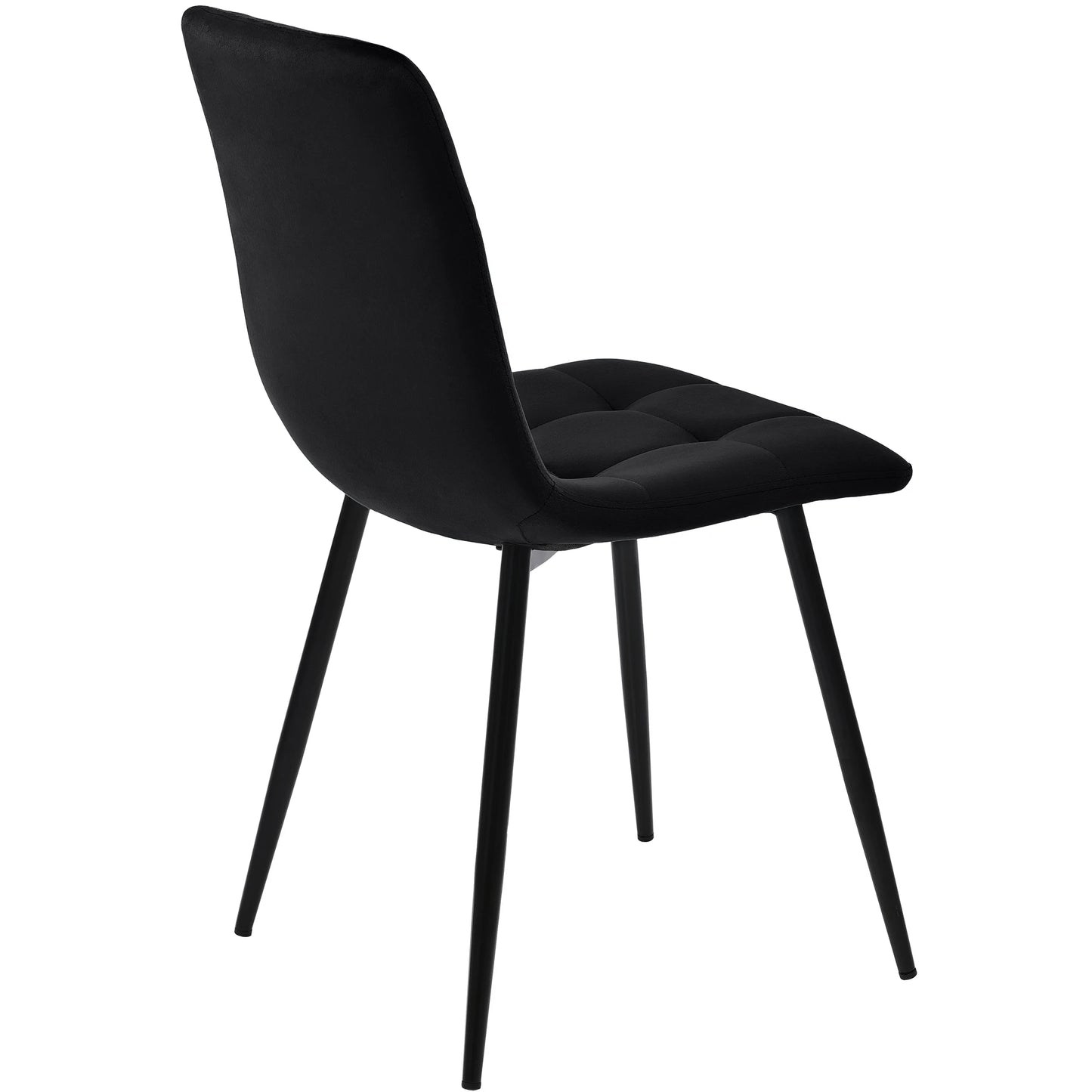 VSOGA Dining Group, 5-tlg, dining table and 4 chairs, 140x80 cm Black Metal legs, White MDF Desktop Black Velvet chairs