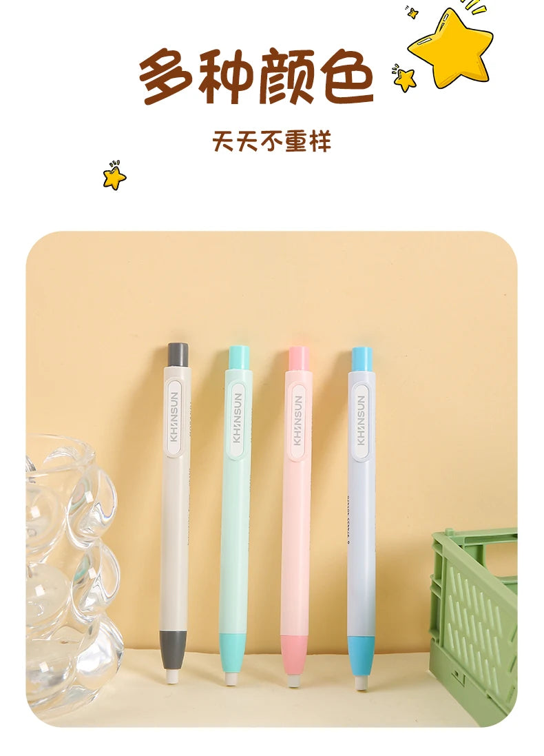 KHINSUN Press Retractable Pencil Eraser Correction Supplies Pen Style Pencil Rubber Writing School Supplies Stationery