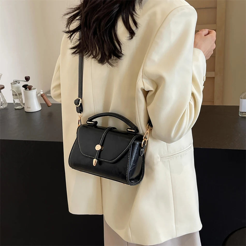 New High Quality Cowhide Women's Handbag Fashionable Casual Female Shoulder Bags Luxury Designer Girls Diagonal Straddle Bag Sac