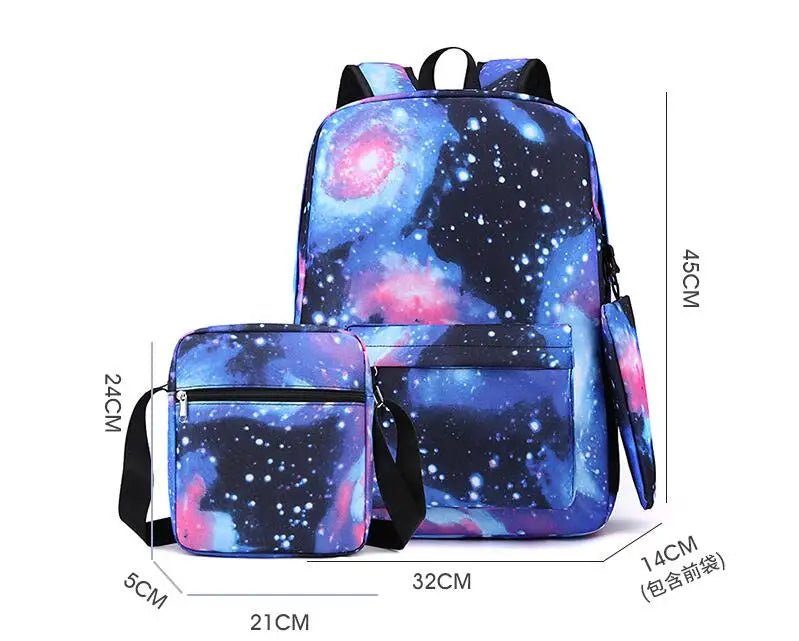 3pcs Lilo And Stitch Backpack Simple Female Male Lovely Student School Bag Large Capacity Light Laptop Travel Knapsacks