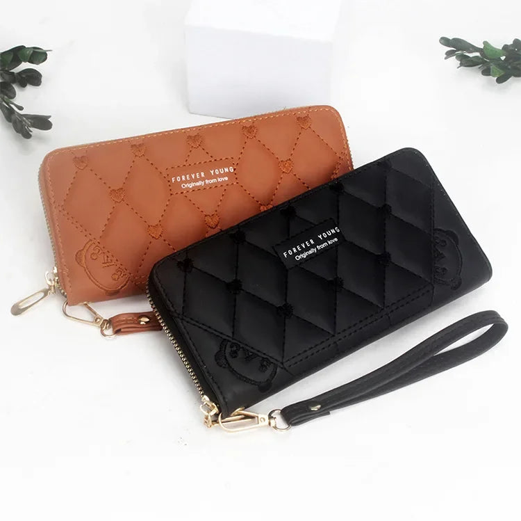 Women Long Wallet Pu Leather Card Holder Large Capacity Hasp Zipper Coin Purse Multi Card Organizer Cell Phone Wristlet Handbag