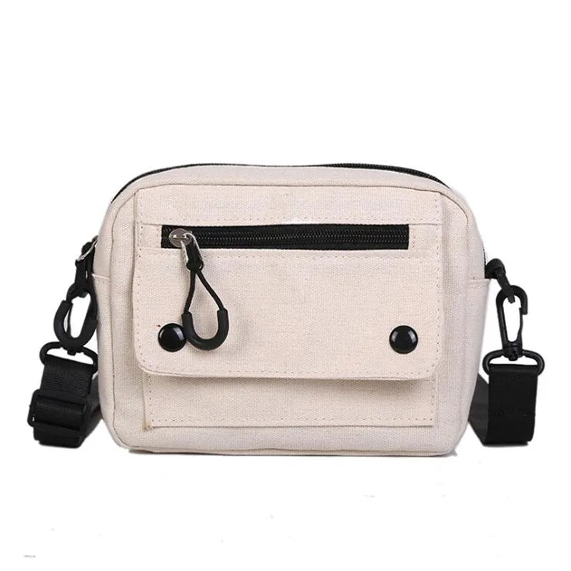 Women Canvas Handbags Korean Mini Student Bag Cell Phone Simple Small Crossbody Casual Ladies Zipper Shoulder Bag