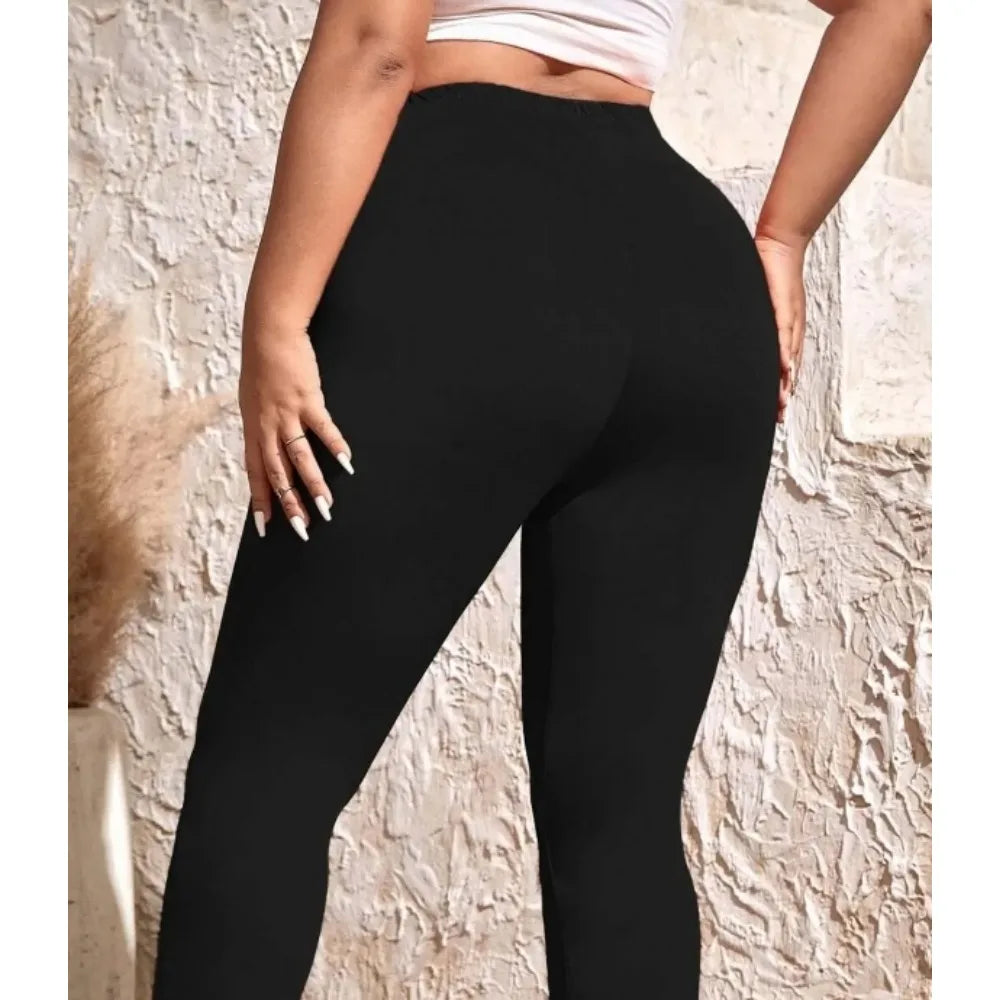 Women's XL-5XL Plus  Size Casual High-waist Stretch Leggings Solid Color Tight Leggings Go with Commuter Skinny Slim Leggings