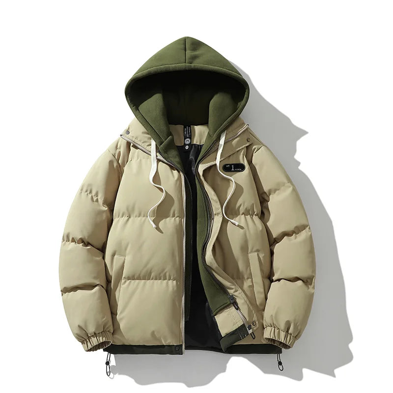 Veste chaude d'automne et d'hiver 2024, mode décontractée 2 en 1, manteau coupe-vent à capuche en coton pour vélo, coupe-vent d'extérieur pour couple simple