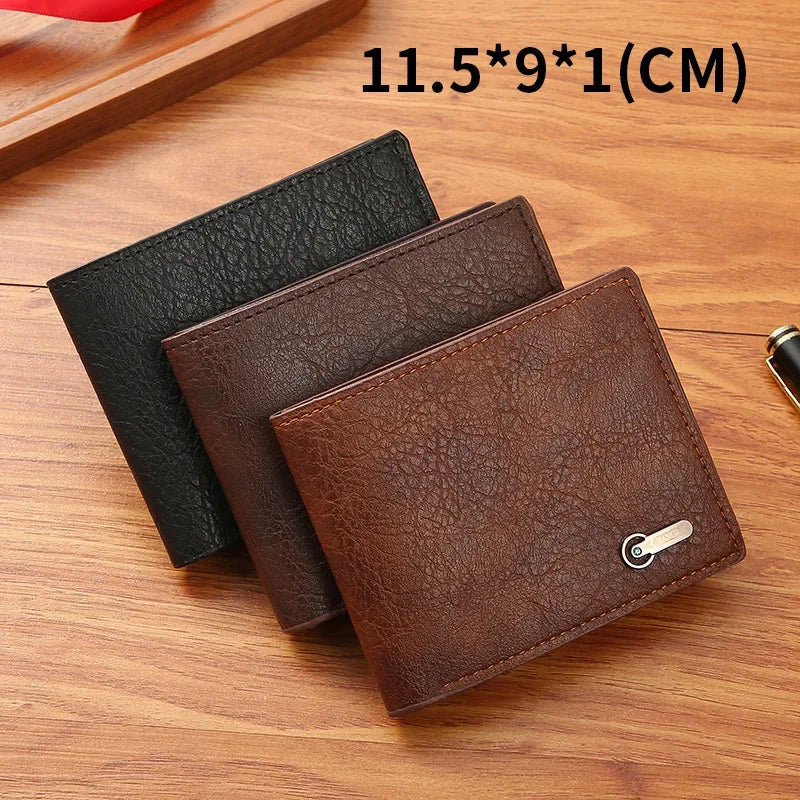 Men Purse Black Coin Wallet Male Business ID Cards Holder PU Leather Multiple Slot Casual Large Capacity Dollar Coin Money Bags