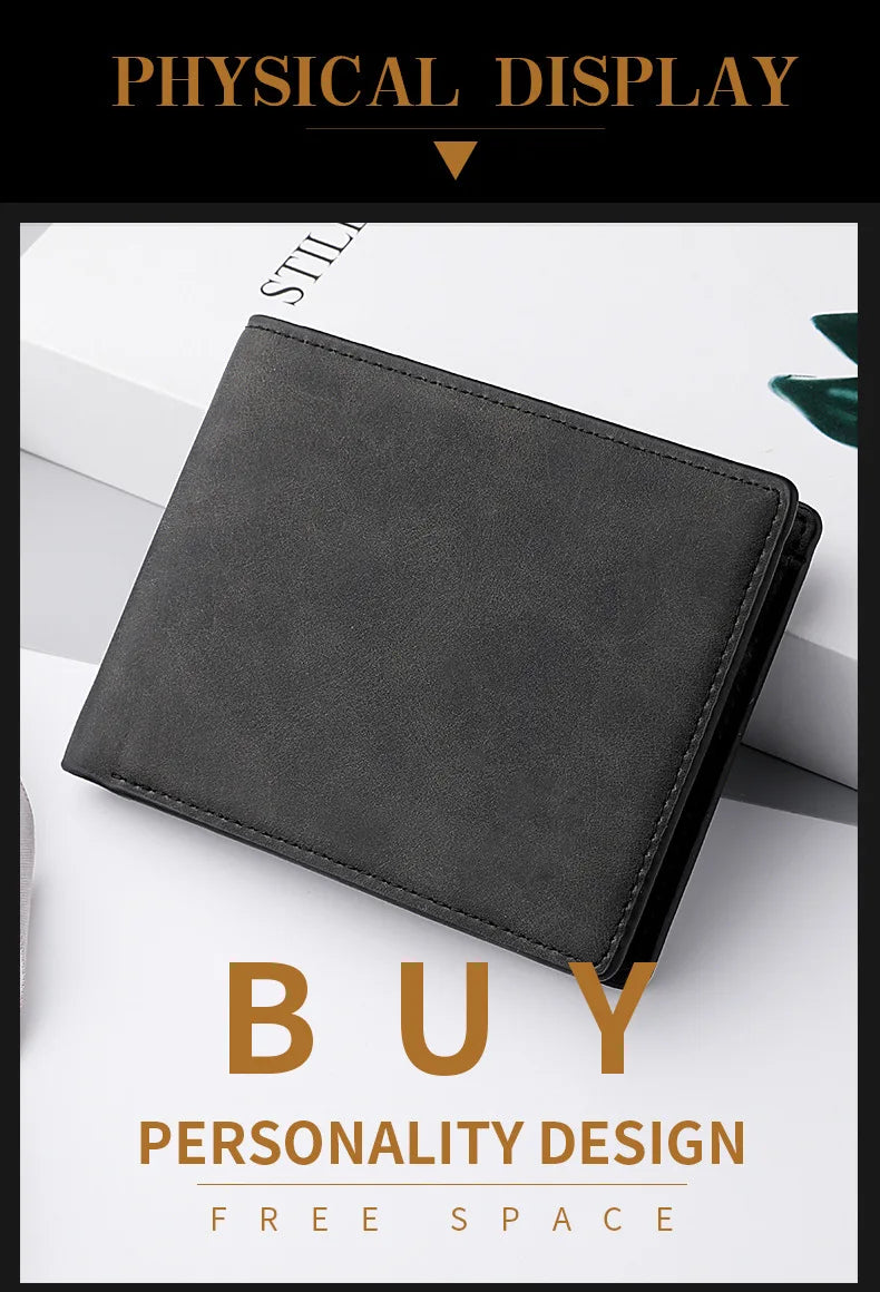 New Retro Men Leather Wallets Small Money Purses Design Dollar Price Top Men Thin Wallet With Coin Bag