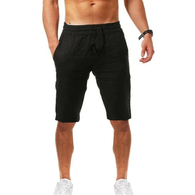 Pantalon de sport décontracté à la mode pour hommes, taille élastique, pantalon de couleur unie en coton et lin