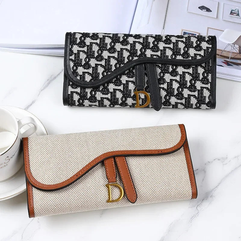 Retro Wallet Women's Long Large Capacity Buckle Multi Carda Multi Functional Trifold Handbag Card Wallets Coin Purse