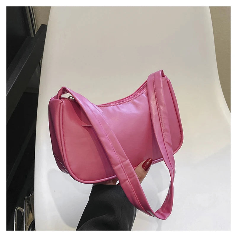 New 2024 Fashion Retro PU Leather Women Handbag Vintage Top-Handle Shoulder Bag Female Small Subaxillary Bag