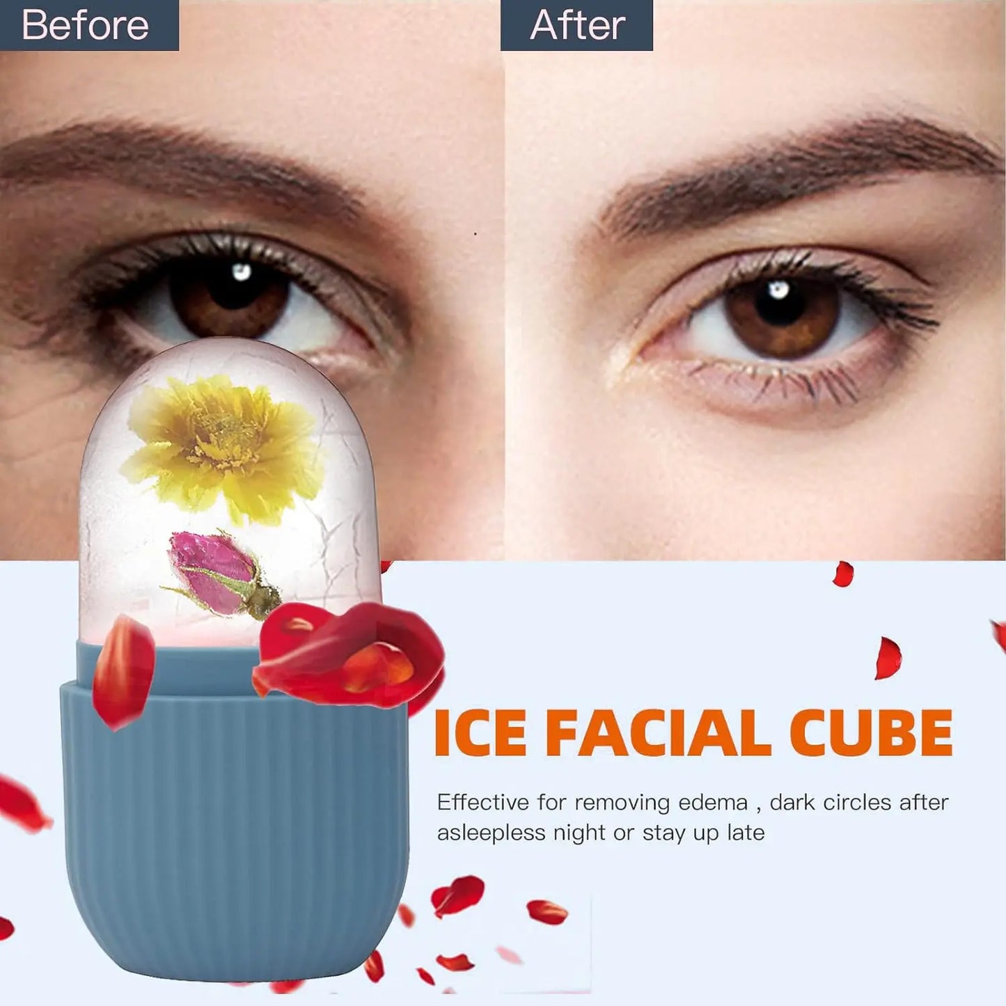 Rouleau de glace en silicone pour le visage, contour et rétrécissement des pores, élimine les cernes, masse la peau, beauté du visage, rouleau pour les yeux, le cou, outil de soins