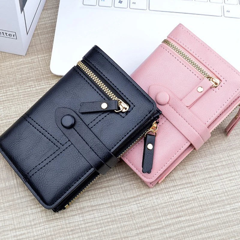 Ultra-thin PU Leather Wallet For Women Fashion Short Card Holder Luxury Designer Solid Color Clutch Bag Wallet