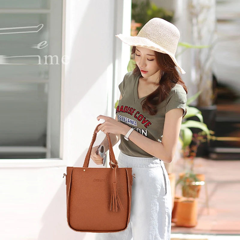 European And American Retro New Style Mother And Child Bag Pu 4-Piece Set Single Shoulder Carrying Crossbody Bag