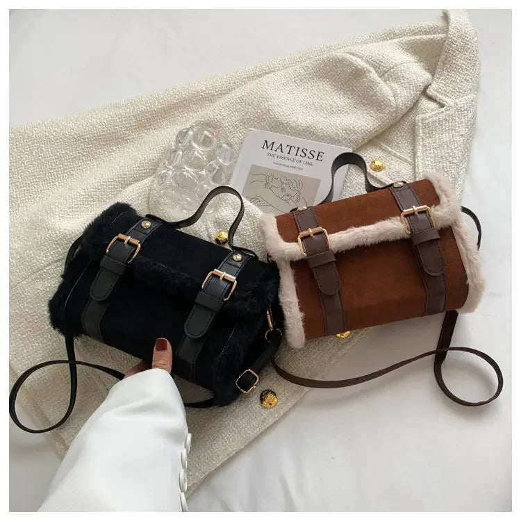 Winter Women Crossbody/shoulder Bag 2023 New Lamb Plush Velvet Bag Lady Small Square Handbag French Korea Style