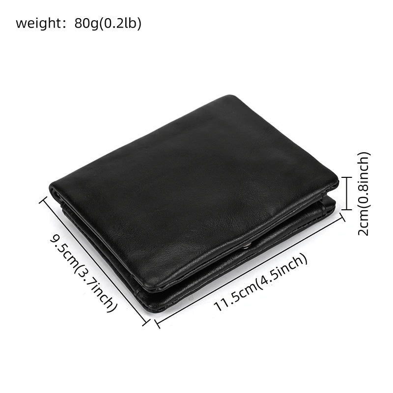 Leather Men‘s Short Wallet Hasp Genuine Leather Unisex Zipper Coin Clutch Purse Cowhide Card Holder Trifold Man wallets