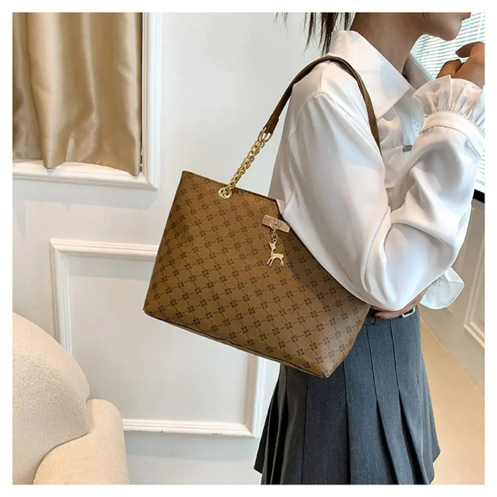 Women Luxury Design Tote Bag  Large Capacity Handbag Fashion Printing Shoulder Bag Trendy New Shopping Bag Purse