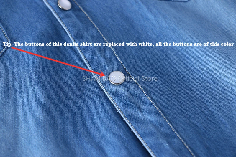 SHAN BAO classic brand double pocket button 100% cotton denim shirt 2022 spring high quality men's slim long-sleeved shirt