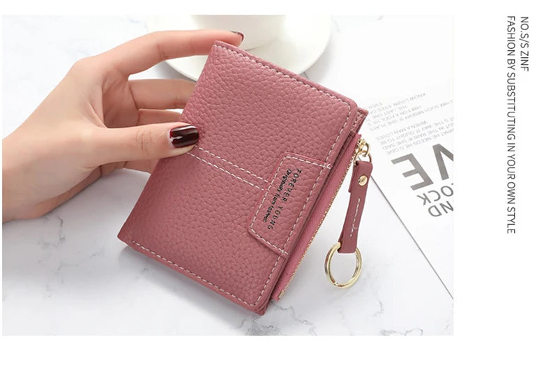 New Yellow Women Wallet Soft PU Leather Female Purse Mini Hasp Card Holder Coin Short Wallets Slim Small Purse Zipper Keychain