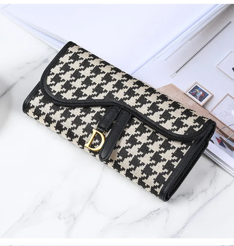 Retro Wallet Women's Long Large Capacity Buckle Multi Carda Multi Functional Trifold Handbag Card Wallets Coin Purse Cute Wallet