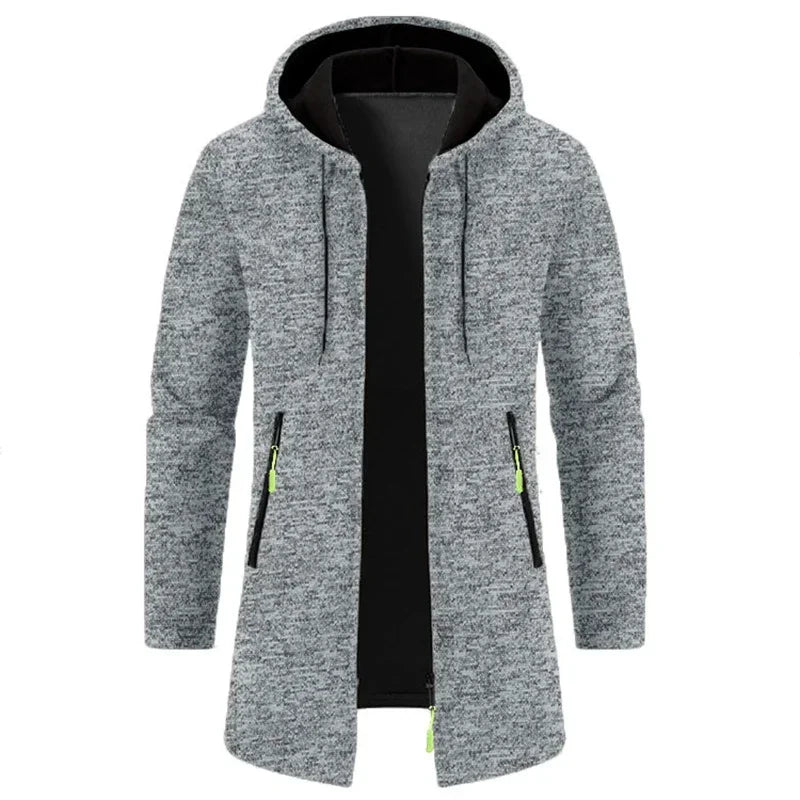 New Mens Long Sleeve Hooded Sweater for Men Zipper Sweatshirts Oversize Streetwear Warm Solid Color Autumn Jacket Hoodie Men