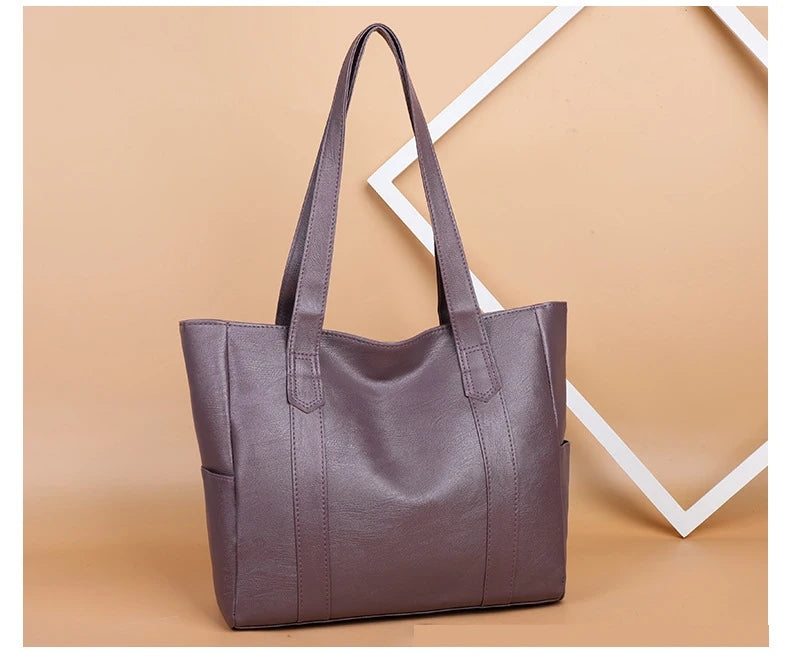 TRAVEASY 2024 Casual PU Leather Large Capacity Tote Bags for Women Fashion Solid Color Zipper Female Shoulder Bag Ladies Handbag