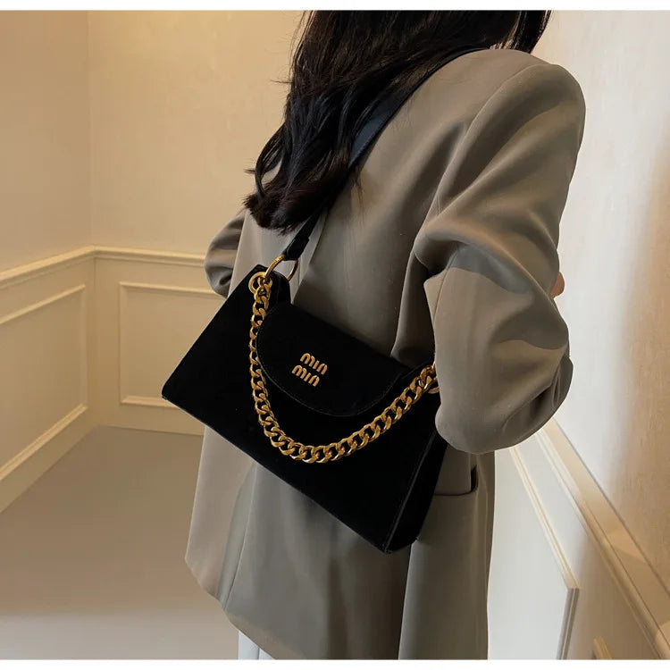 Metal Letter Designer Brand Handbags Top Handle Luxury Shoulder Bags Solid Color Elegant Crossbody Bags Fashion Bags For Women