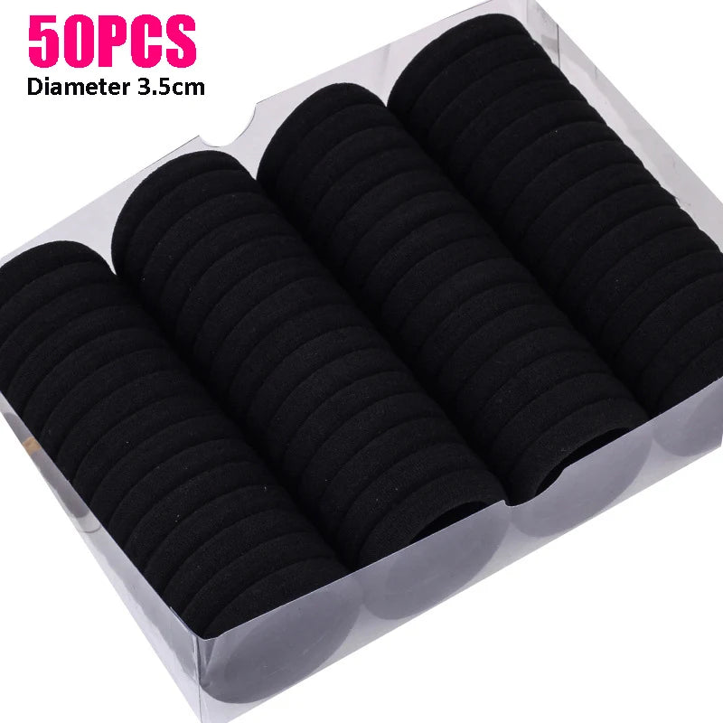 50pcs High Elastic Black Cloth Hair Bands for Women Girls Hairband Rubber Band Hair Ties Ponytail Holder Scrunchies Accessories