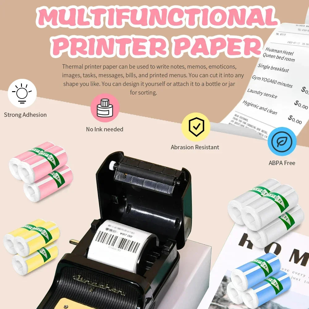 Mini Printer Color Sticker Thermal Paper Label Paper Sticker Photo Papers For PeriPage PAPERANG Poooli 57mm width Photo Printer