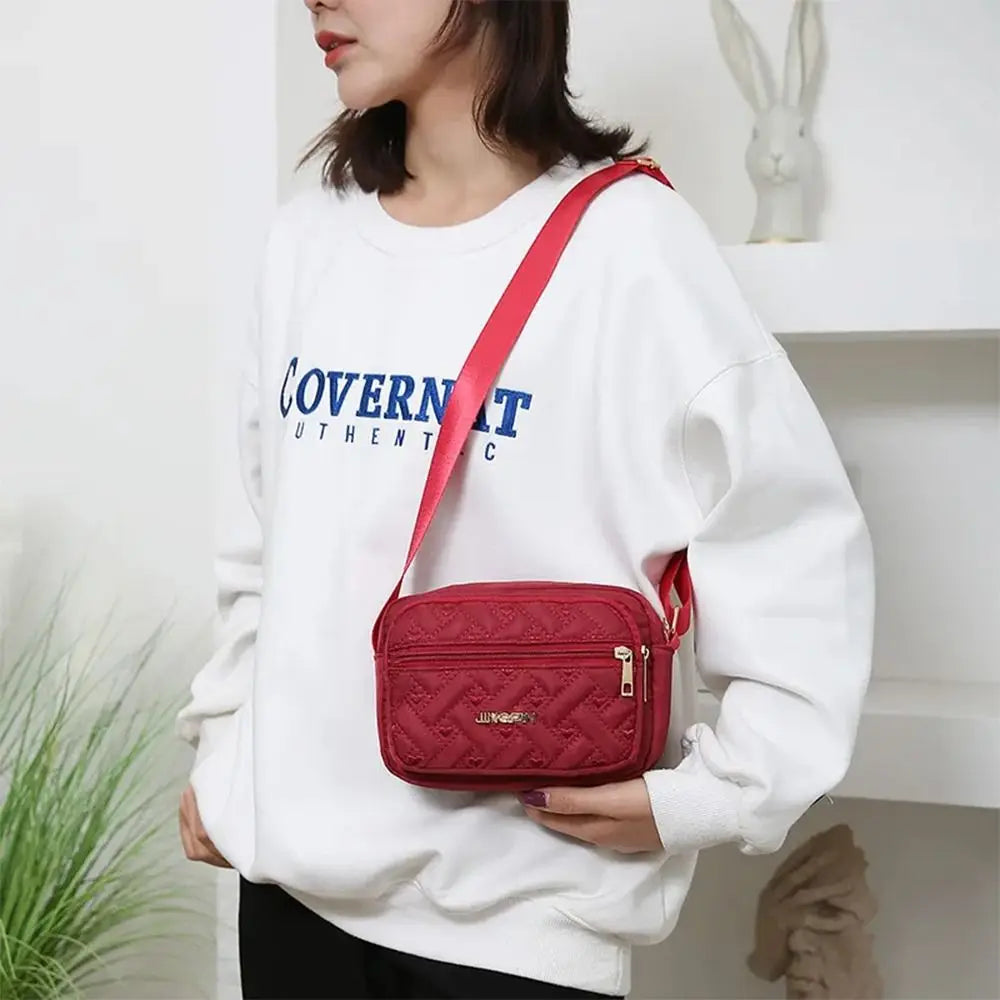 New Fashion Embroidery Bag Women's Zipper Handbag Women Nylon Square Handbags Lady's Shoulder Cross Body Female Bag