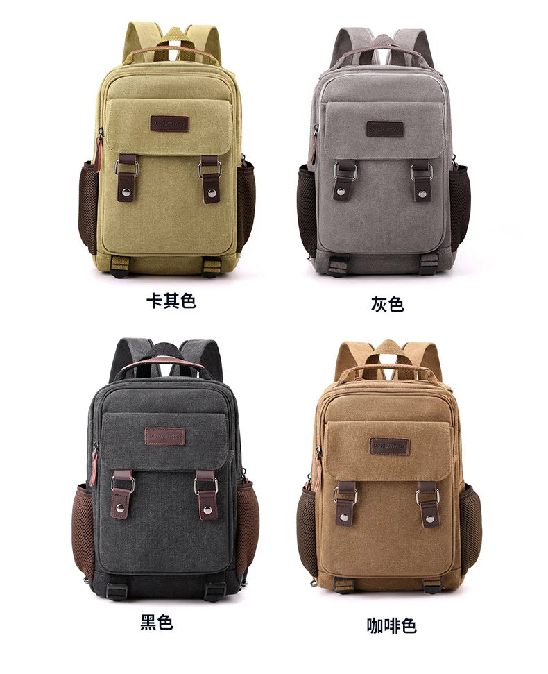 Small Mens Backpack Canvas Casual Backpacks for Men 2024 Mini Male School Bag Rucksack Man Multi-function Crossbody Bag Travel