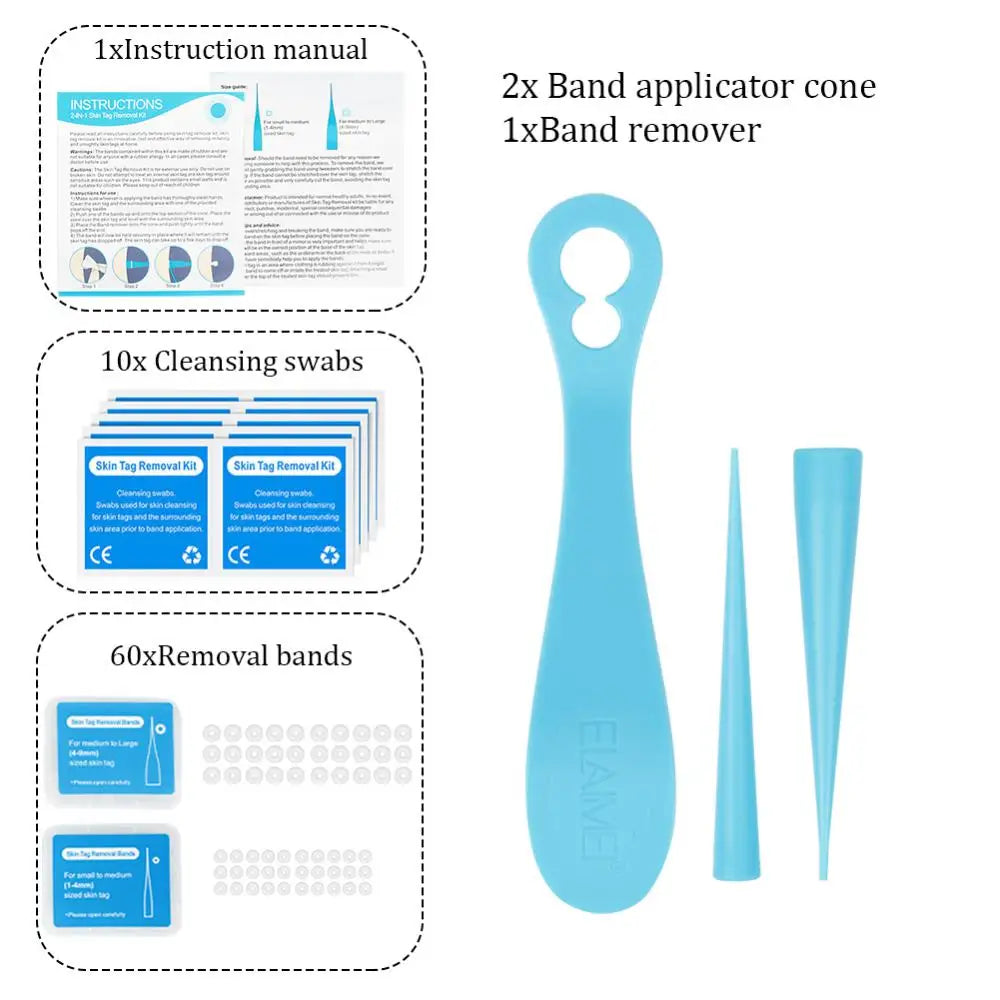 Kit de retrait automatique d'étiquettes cutanées 2 en 1 Équipement indolore pour éliminer les verrues et les grains de beauté Outil de traitement des micro-étiquettes cutanées Outil de soin de la peau facile à nettoyer