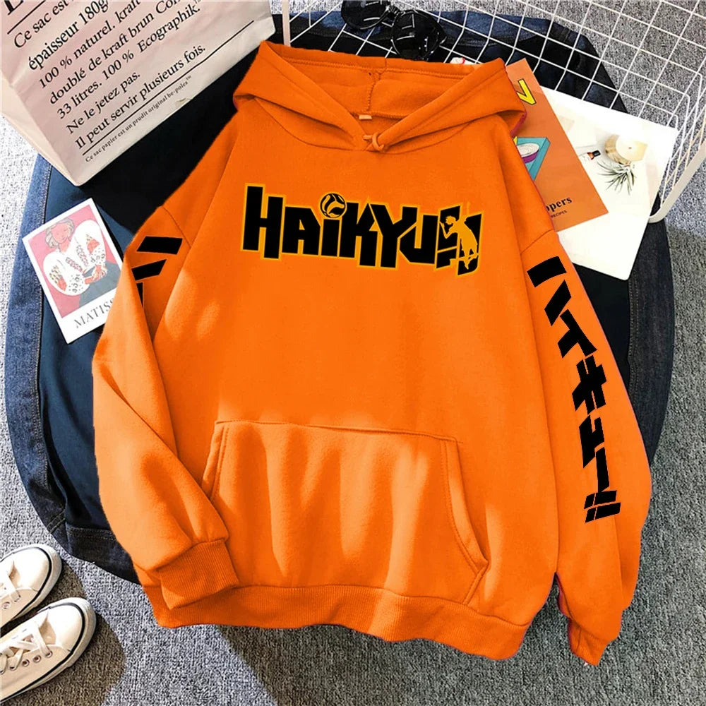 Japan Anime Haikyuu Manga Prints Hoodies Mens New Fashion Hoody Hip Hop Fleece Sweatshirts Crewneck Pullovers Cute Clothing Man