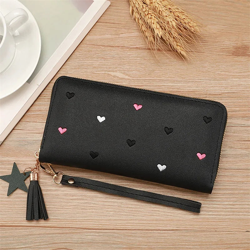 Women Long Wallets Purses Luxury Love Heart Wallets for Ladies Girl Money  Pocket Card Holder Female Wallets Phone Clutch Bag