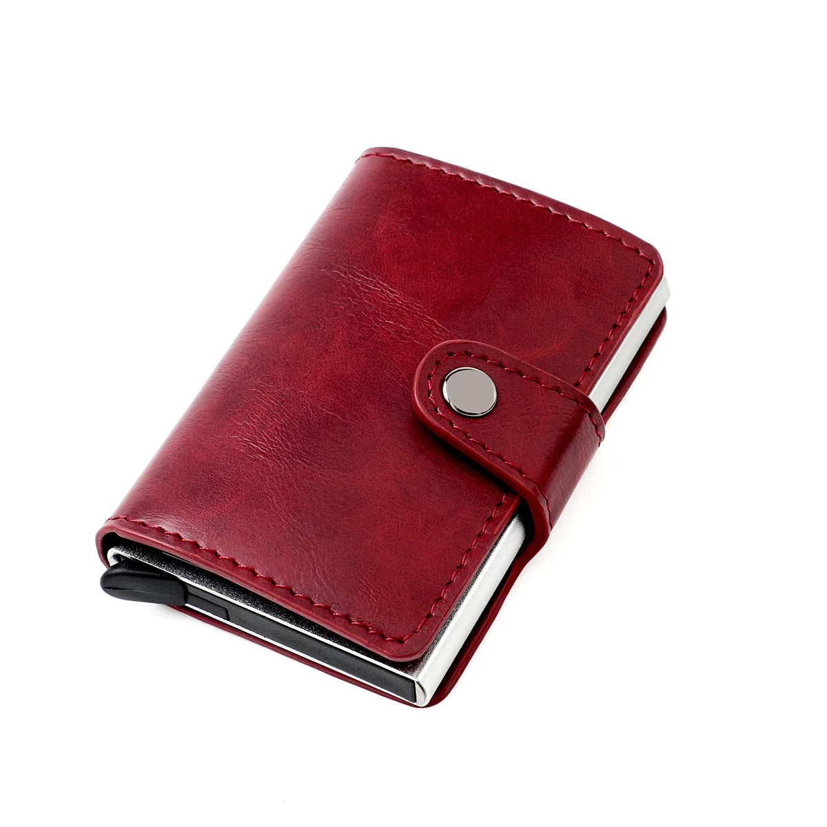 RFID Blocking Credit Card Holder Stainless Steel NFC Anti Scan Business Wallet Genuine PU Leather Purse Money Bag For Men Women