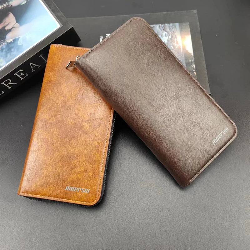 High Quality Men Wallet Long Style Credit Card Holder Male Phone Purse Zipper Large Capacity Brand PU Leather Clutch Bag For Men