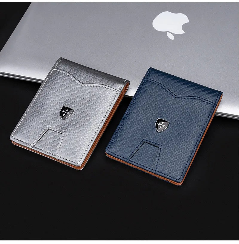 Minimalist men's wallet card bag new baellerry RFID anti-theft brush double fold cross leather card wallet  credit card holder