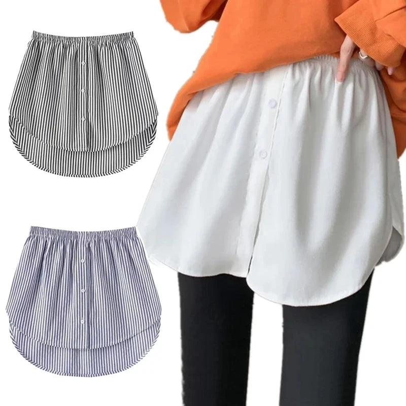 5XL Plus Size Shirt Extenders Women Fake Shirt Tail Irregular Skirt Blouse Tail Hem Soft Detachable Underskirt Sweater Hemline