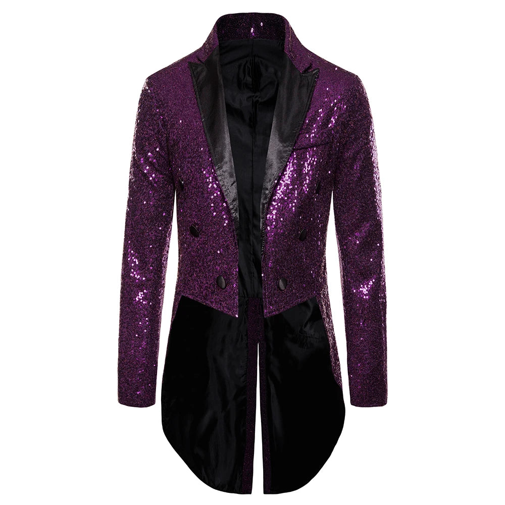 Men's Suit Round Sequin Button Tuxedo Stage Show Wedding Host Dance Festival Celebration Dinner Casual Men's Wear Men's Coat