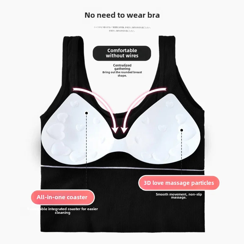 Women's Summer Inner Sports Tank Top Chest Pad Cropped Length Backless Strapless Bralette Popular Internet Red Edition