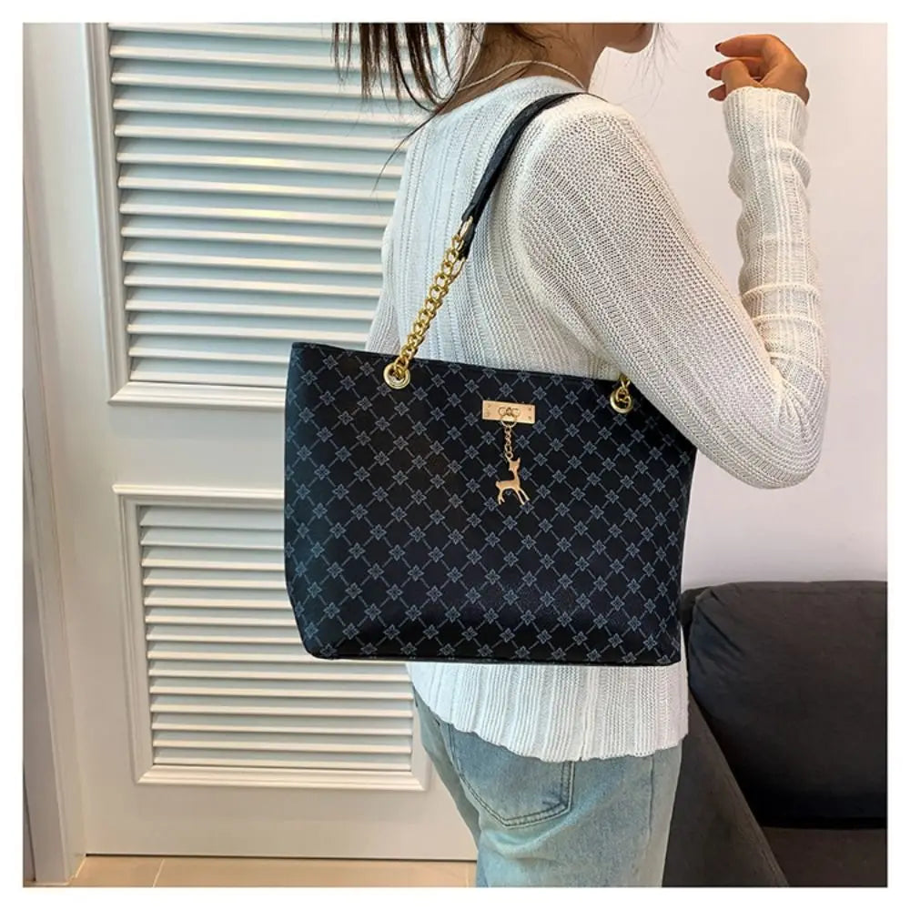 Women Luxury Design Tote Bag  Large Capacity Handbag Fashion Printing Shoulder Bag Trendy New Shopping Bag Purse