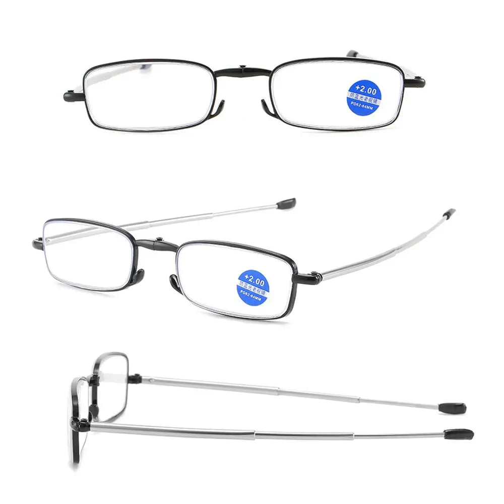 Lunettes de lecture design MINI tendance pour hommes et femmes, petites lunettes pliantes, monture en métal noir, avec boîte d'origine, portables