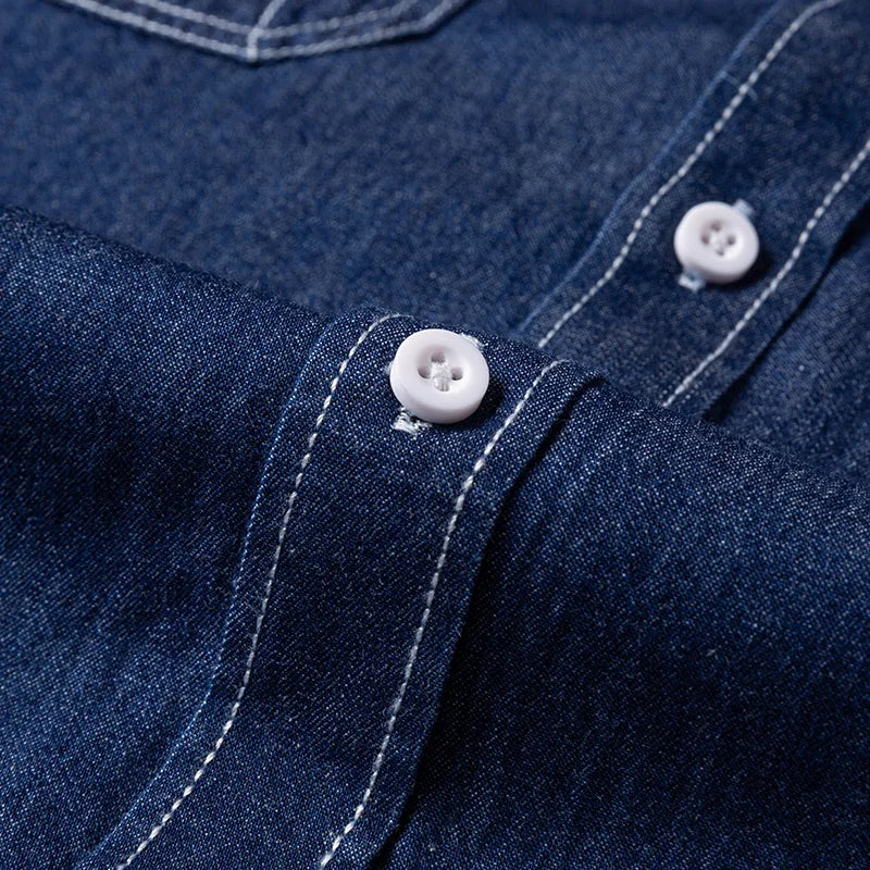 Chemise classique à manches longues en denim 2023, 100 % coton, avec poche, broderie, vêtements confortables