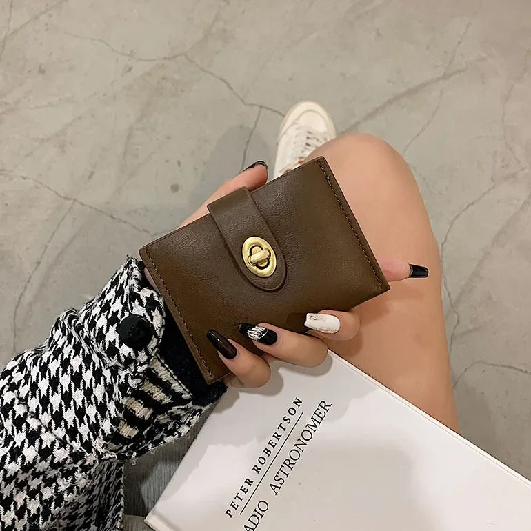 Women's Short Wallet Black Brown Minimalist Versatile Compact Card Bags Coin Purse Money Wallet Monedero Mujer Billetera 지갑